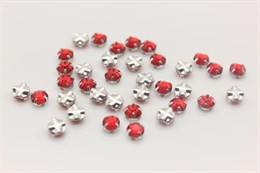 Шатоны пришивные Preciosa Maxima ss12 (3,0-3,2) Light Siam, оправа Rose (крестовая плоская) - цвет серебристый, 10 шт (Чехия)