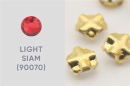 Шатоны пришивные Preciosa Maxima ss12 (3,0-3,2) Light Siam, оправа Rose (крестовая плоская) - цвет золотистый, 10 шт (Чехия)