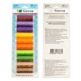 Нить для вышивания "Gamma", ассорти (10 цветов)  №2, 100% вискоза, 1 набор