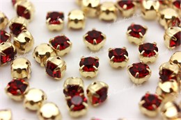 Шатоны пришивные Preciosa Maxima ss12 (3,0-3,2 мм) Ruby, цвет оправы золото, 10 шт (Чехия) PR-268