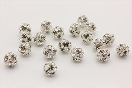 Шар с кристаллами Preciosa Crystal/Black Diamond, цвет основы серебристый, 8 мм 1 шт