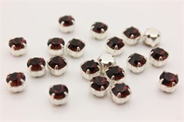 Шатоны пришивные Preciosa Maxima ss29 (6.15-6.35 мм) Burgundy, цвет оправы серебро, 1 шт (Чехия) PR-1119