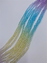 Бусины стеклянные граненые, 4~4.5 мм,отверстие: 1 мм, разноцветные, нить 34 см (около 90 шт)