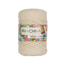 Пряжа  ARACHNA "Macrame Maxi" толщина нити 5 мм, цвет №24 натуральный, 80% хлопок, 20 % полиэстр, 250 гр, 1 шт. 31375