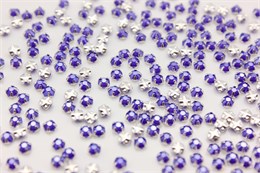 Шатоны пришивные Preciosa Rose Maxima ss16 (3,8-4,0 мм) Neon Violet, оправа крестовая плоская - цвет серебристый, 10 шт (Чехия) PR-1260