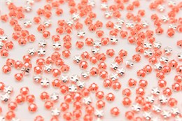 Шатоны пришивные Preciosa Rose Maxima ss16 (3,8-4,0 мм) Neon Orange, оправа крестовая плоская - цвет серебристый, 10 шт (Чехия) PR-1261