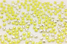 Шатоны пришивные Preciosa Rose Maxima ss16 (3,8-4,0 мм) Neon Yellow, оправа крестовая плоская - цвет серебристый, 10 шт (Чехия) PR-1262
