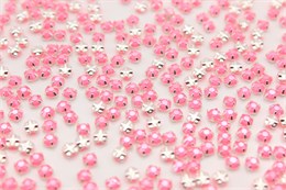 Шатоны пришивные Preciosa Rose Maxima ss16 (3,8-4,0 мм) Neon Pink, оправа крестовая плоская - цвет серебристый, 10 шт (Чехия) PR-1263