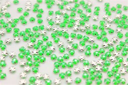 Шатоны пришивные Preciosa Rose Maxima ss16 (3,8-4,0 мм) Neon Green, оправа крестовая плоская - цвет серебристый, 10 шт (Чехия) PR-1264