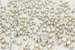 Шатоны пришивные Preciosa Rose Maxima ss16 (3,8-4,0 мм) Crystal Honey, оправа крестовая плоская - цвет серебристый, 10 шт (Чехия) PR-1270