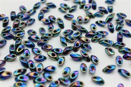 Бисер Miyuki Long Magatama 4 x 7 mm LMA0455 Metallic Variegated Blue Iris 5 гр (Япония) JP-1655