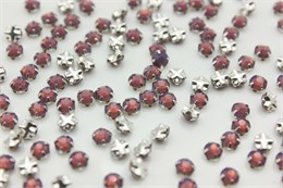 Шатоны пришивные Preciosa Rose Maxima ss16 (3,8-4,0 мм) Amethyst Opal, оправа крестовая плоская - цвет серебристый, 10 шт (Чехия) PR-1267