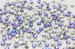 Шатоны пришивные Preciosa Rose Maxima ss16 (3,8-4,0 мм) Crystal Bermuda Blue, оправа крестовая плоская - цвет серебристый, 10 шт (Чехия) PR-1253