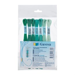 Набор мулине Gamma "Спектр", 7х8 м, цвет Emerald, 100% хлопок 35209