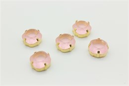 Шатон 13x7 мм, цвет розовый, цвет оправы золотистый, 1 шт.(Китай) 35357