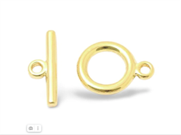 Замок- тоггл 12 мм, GoldPlating 24kt, 1 шт (Чехия) 35556