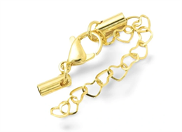 Замок карабин с удлинителем для шнура 50х2 мм, GoldPlating 24kt, 1 шт (Чехия) 35571