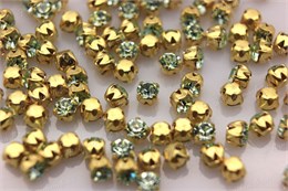 Шатоны пришивные Preciosa Maxima ss12 (3,0-3,2 мм) Chrysolite, цвет оправы золото, 10 шт (Чехия) 36774