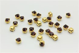 Шатоны пришивные Preciosa Maxima ss12 (3,0-3,2 мм) Amethyst DF цвет оправы золото, 40 шт. (Чехия) 36855