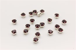 Шатоны пришивные Preciosa Maxima ss12 (3,0-3,2 мм) Amethyst DF цвет оправы серебро, 40 шт. (Чехия) 36856