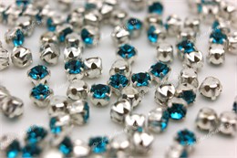 Шатоны пришивные Preciosa Maxima ss12 (3,0-3,2 мм) blu.zirc DF цвет оправы серебро, 40 шт (Чехия) 36864