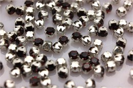 Шатоны пришивные Preciosa Maxima ss12 (3,0-3,2 мм) burgundy DF цвет оправы серебро, 40 шт (Чехия) 36866