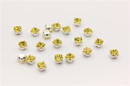 Шатоны пришивные Preciosa Maxima ss12 (3,0-3,2 мм) citrine DF цвет оправы серебро, 40 шт (Чехия) 36869