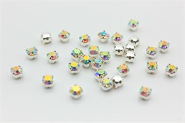 Шатоны пришивные Preciosa Maxima ss12 (3,0-3,2 мм) crystal DF AB цвет оправы серебро, 40 шт (Чехия) 36873