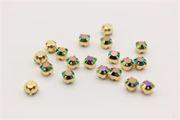 Шатоны пришивные Preciosa Maxima ss12 (3,0-3,2 мм) crystal DF PeG цвет оправы золото, 40 шт. (Чехия) 36889