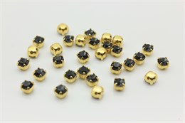 Шатоны пришивные Preciosa Maxima ss12 (3,0-3,2 мм) crystal Ntf цвет оправы золото, 40 шт. (Чехия) 36894