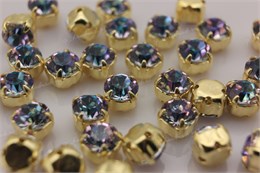 Шатоны пришивные Preciosa Maxima ss12 (3,0-3,2 мм) crystal VL цвет оправы золото, 40 шт. (Чехия) 36896