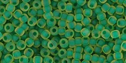 TR-11-242F TOHO - Round 11/0 : Inside Color Frosted Jonquil/Emerald Lined 37006