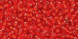 TR-11-25F TOHO - Round 11/0 : Silver Lined Frosted Lt Siam Ruby 37016