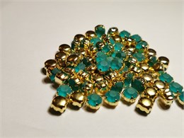 Шатон хрустальный с матовым покрытием ss39 (8,15-8,40 мм) Blue Zircon DF (matt) цвет оправы золото 37484