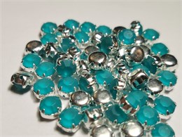 Шатон хрустальный с матовым покрытием ss39 (8,15-8,40 мм) Blue Zircon DF (matt) цвет оправы серебро 37485