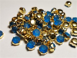 Шатон хрустальный с матовым покрытием ss39 (8,15-8,40 мм) Capri Blue DF (matt) цвет оправы золото 37488