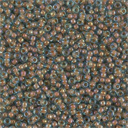 Бисер Miyuki Round (круглый) 15/0 351 - Peach Lined Aqua Luster, 10 гр (Япония) 37968